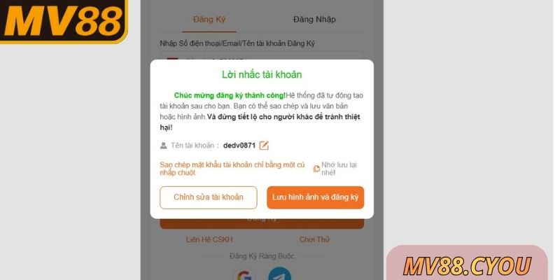 Quy trình đăng ký MV88